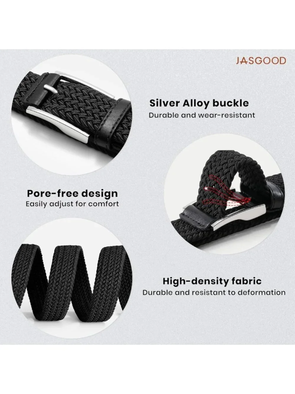 3-Pack Stretchy Elastic Golf Belts for Men - Casual Woven Braided Belts for